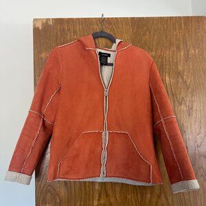 Cozy Orange Suede Zip Up Jacket